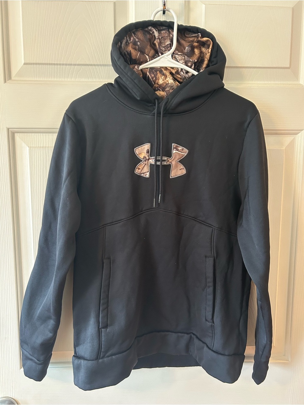 Under Armour Black Hoodie with Camo Logo and Lined Hood